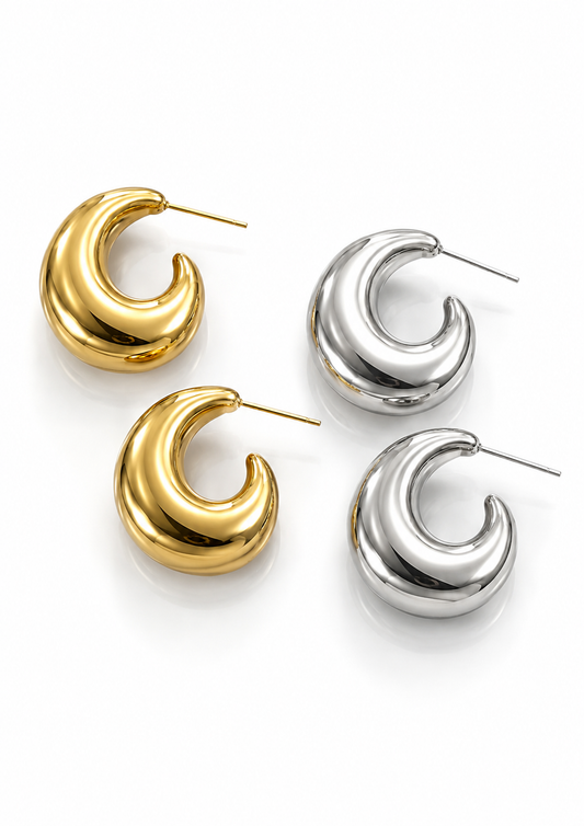 Katiria Steel Hoops Earrings- S006