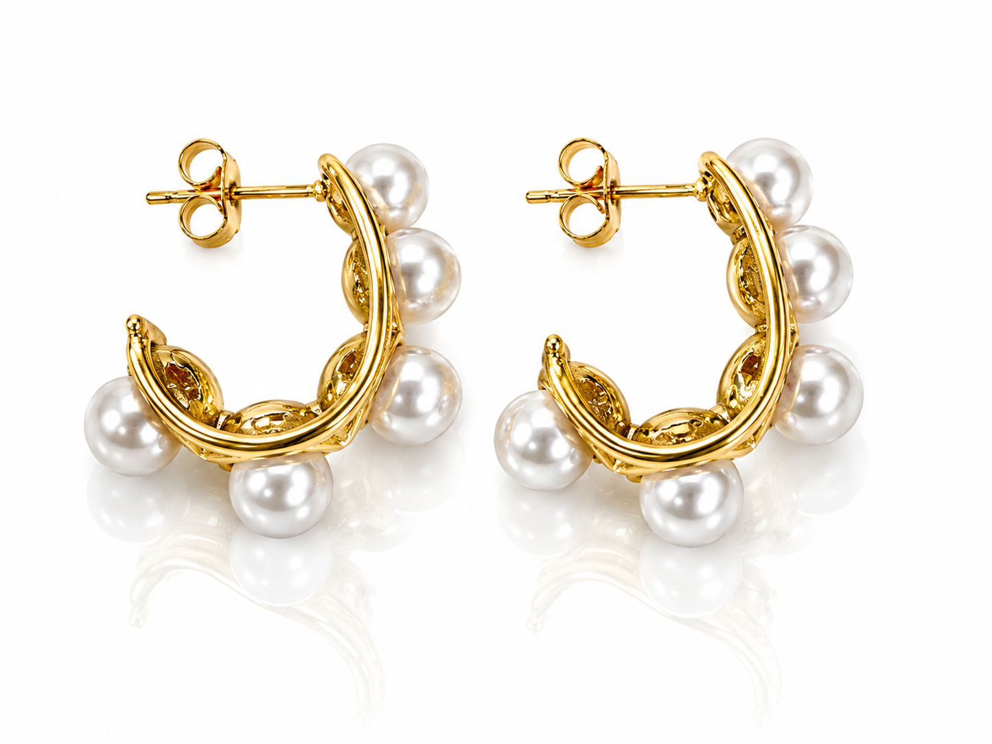 Pearls Steel Earrings- S15