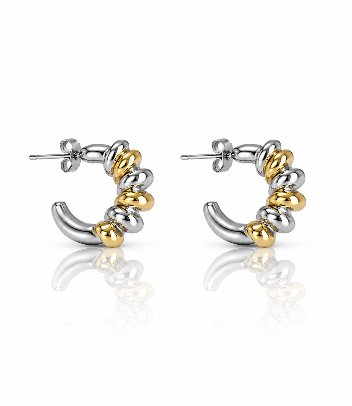 2 Tones Small Hoops- S100