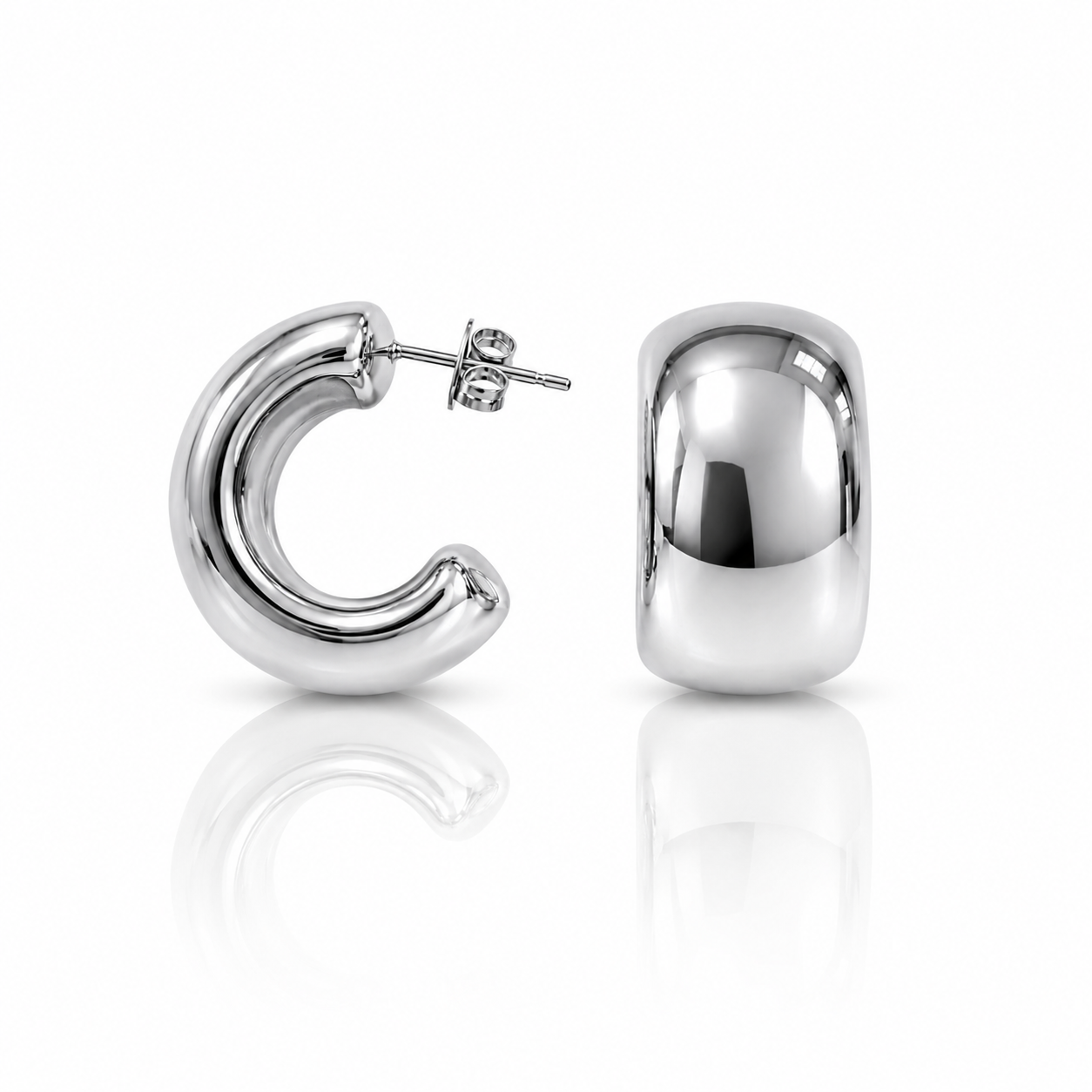 Chunky Steel Hoops Earrings- S587