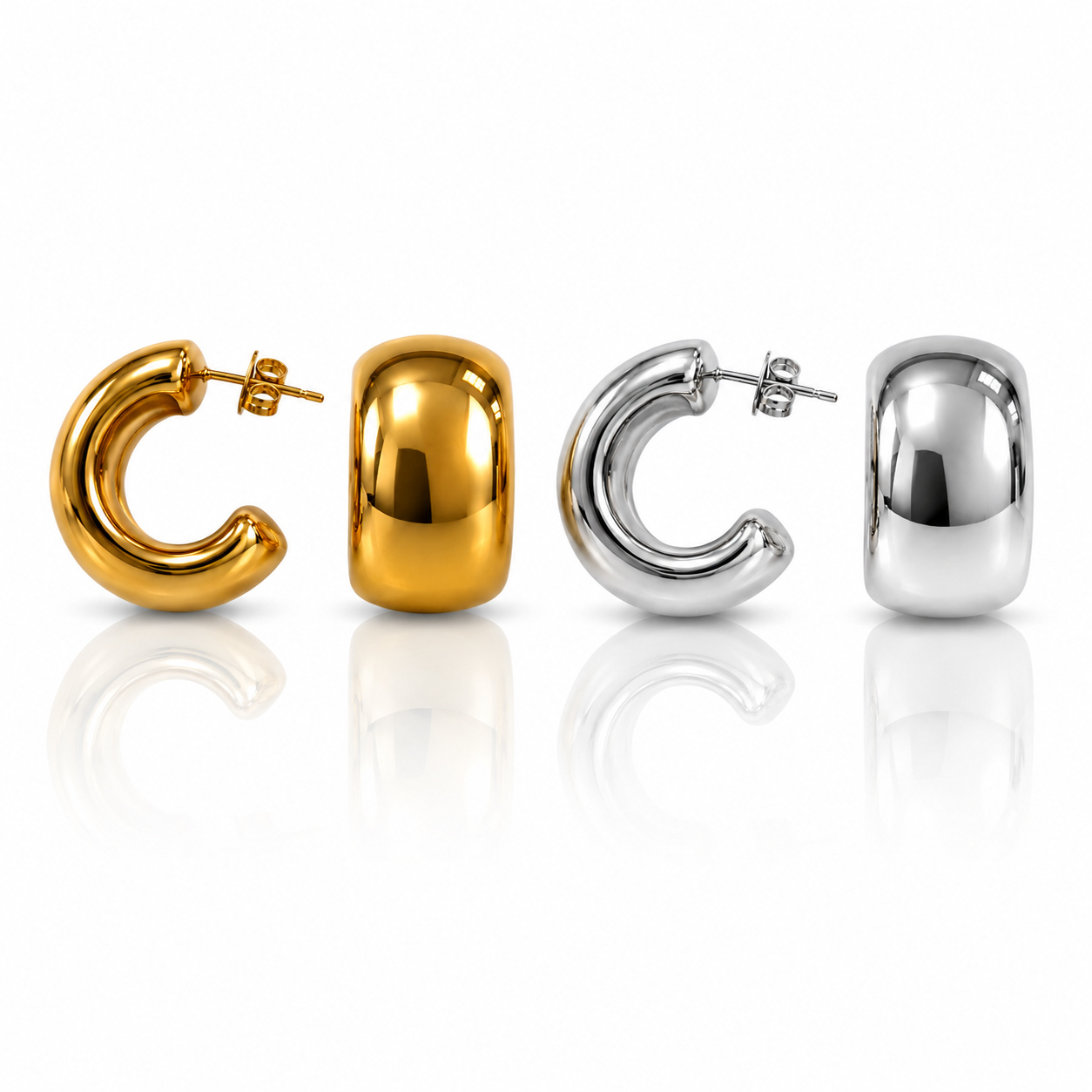 Chunky Steel Hoops Earrings- S587