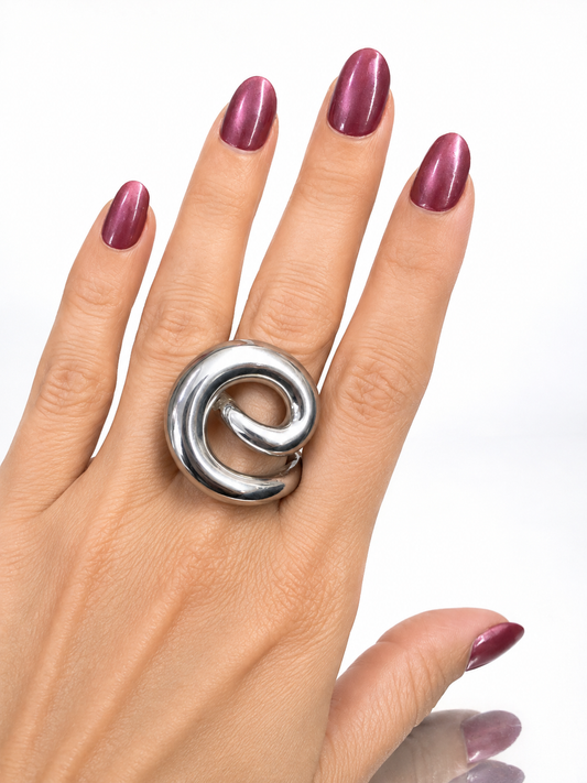Swirl Chunky Steel Ring- S52