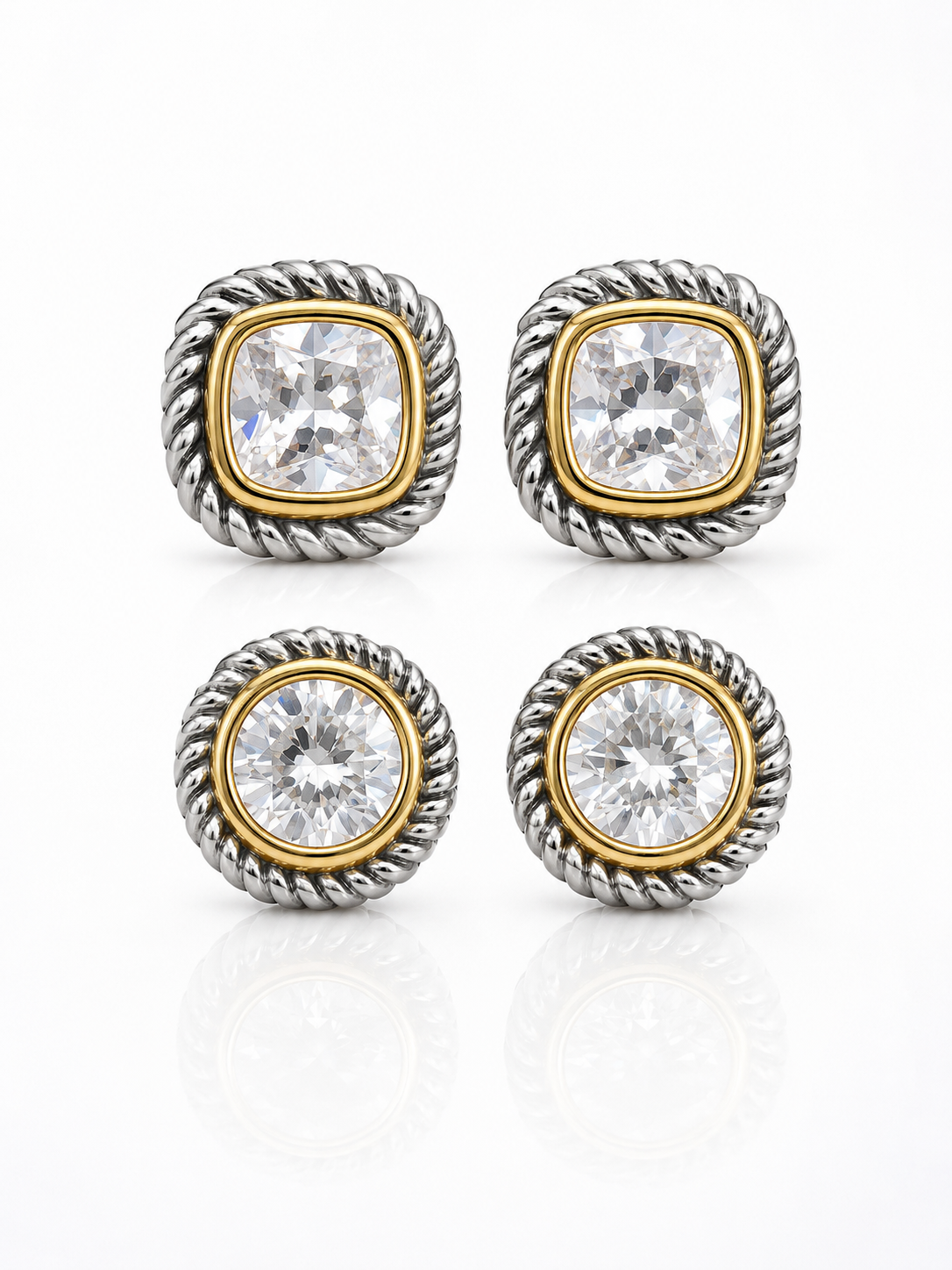 Stud Rhodium Earrings- S24