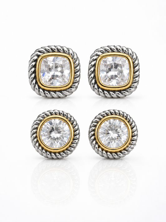Stud Rhodium Earrings- S24